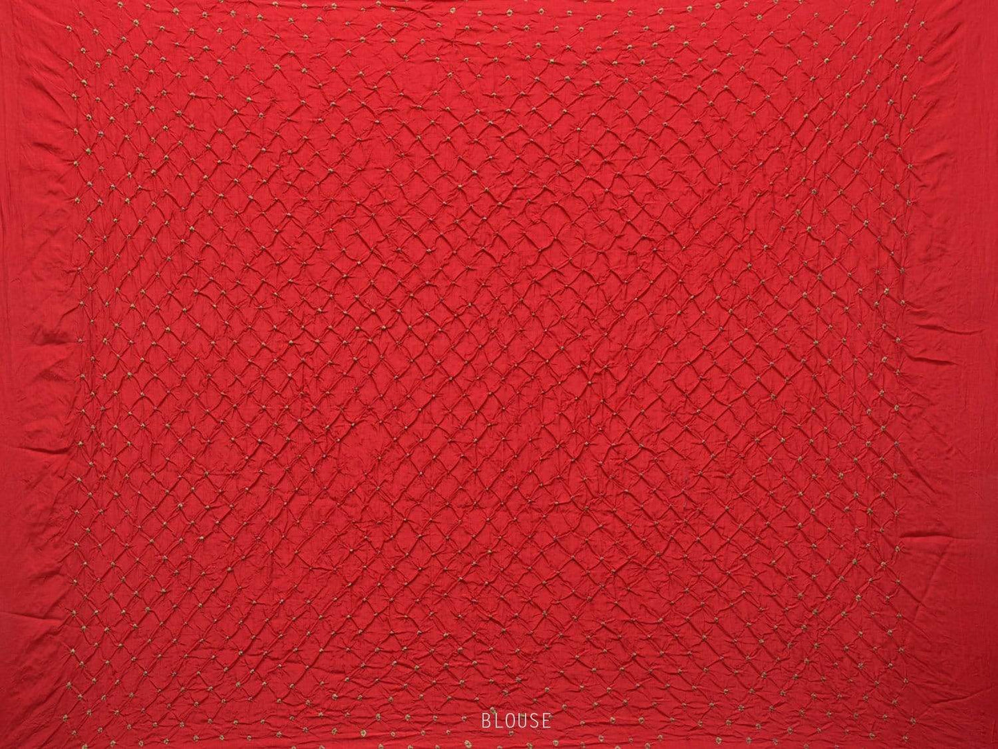 Red Bandhani Kanchipuram Silk Handloom Saree with Temple Border Design bn0180