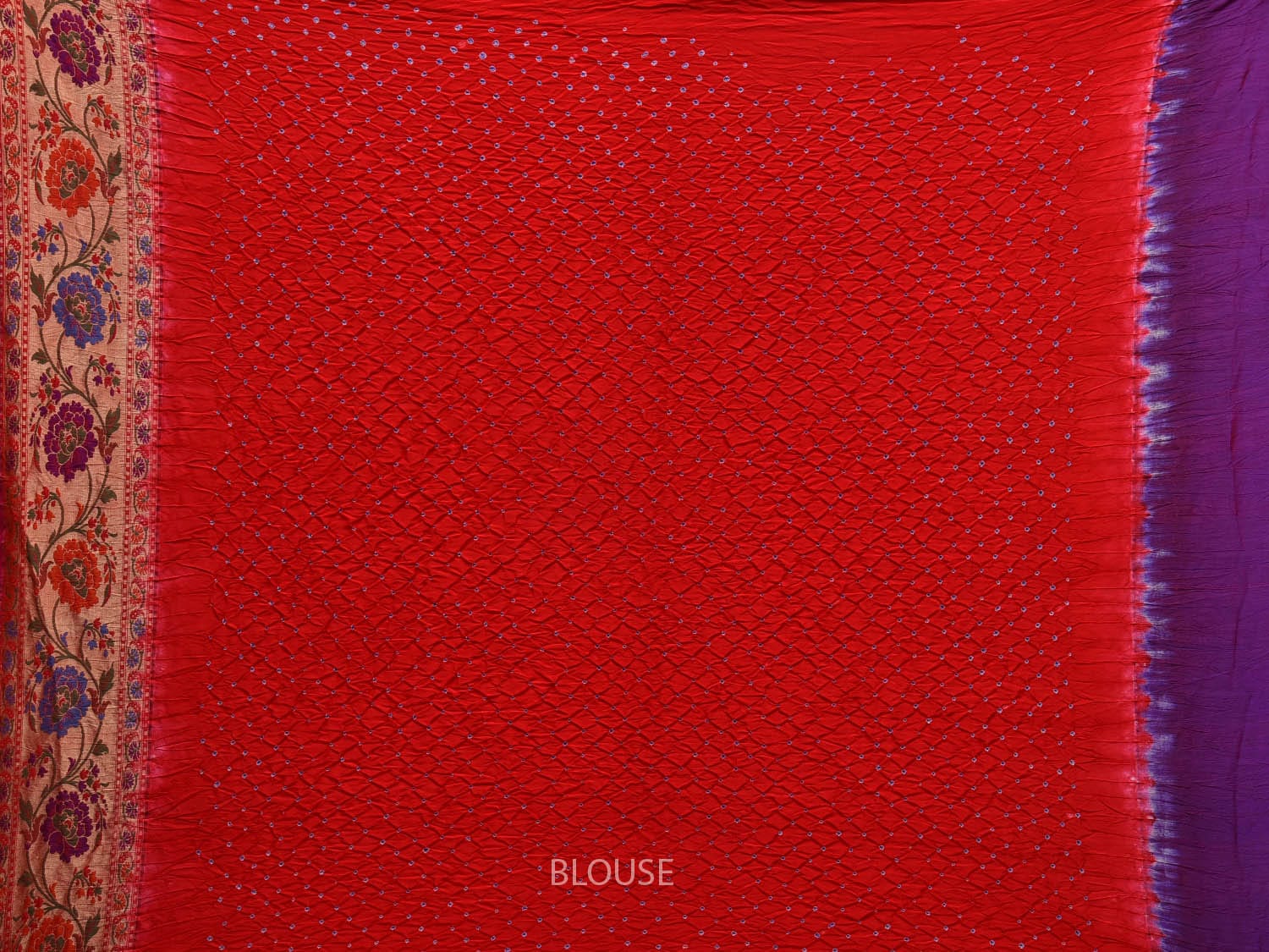 Red Bandhani Paithani Silk Handloom Saree with Flower Border Design bn0340