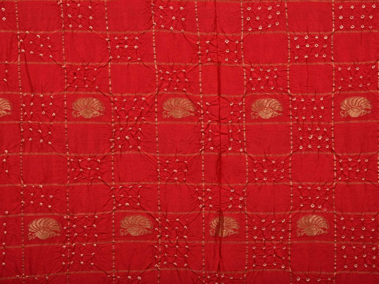 Red Bandhani Paithani Silk Handloom Saree with Pallu Design bn0235
