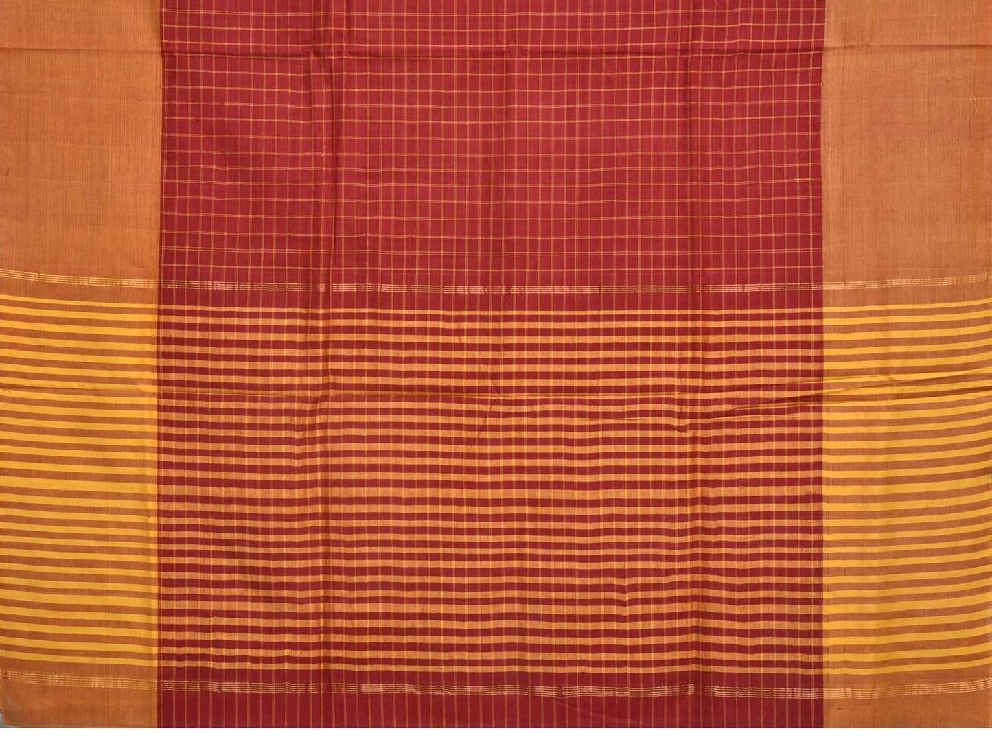 Red Cotton Handloom Saree with All Over Checks Design o0272
