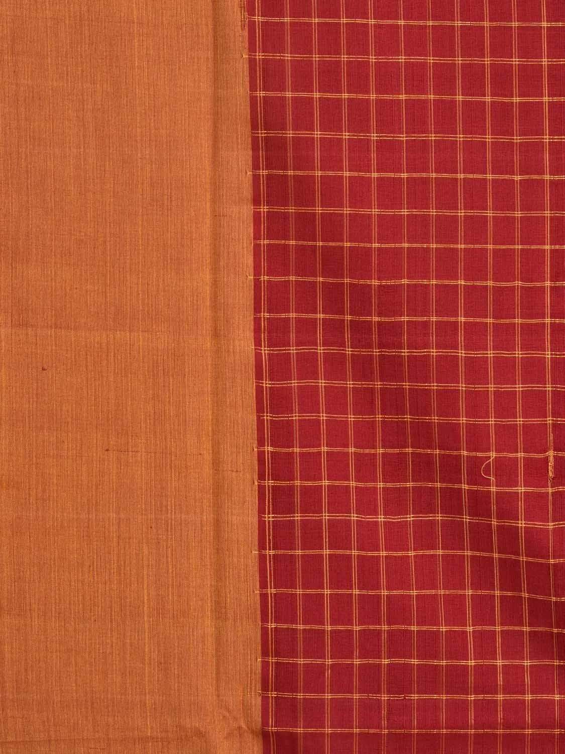 Red Cotton Handloom Saree with All Over Checks Design o0272