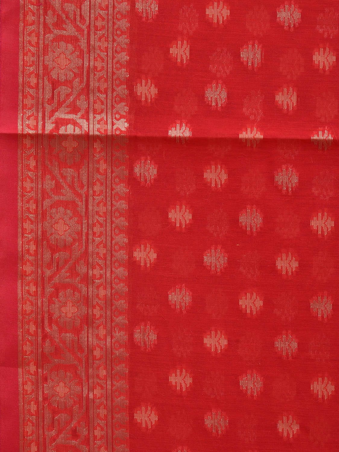 Red Cut Work Sico Cotton Saree with All Over Banaras Design o0380