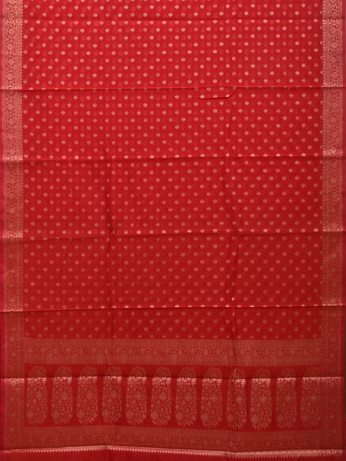 Red Cut Work Sico Cotton Saree with All Over Banaras Design o0380