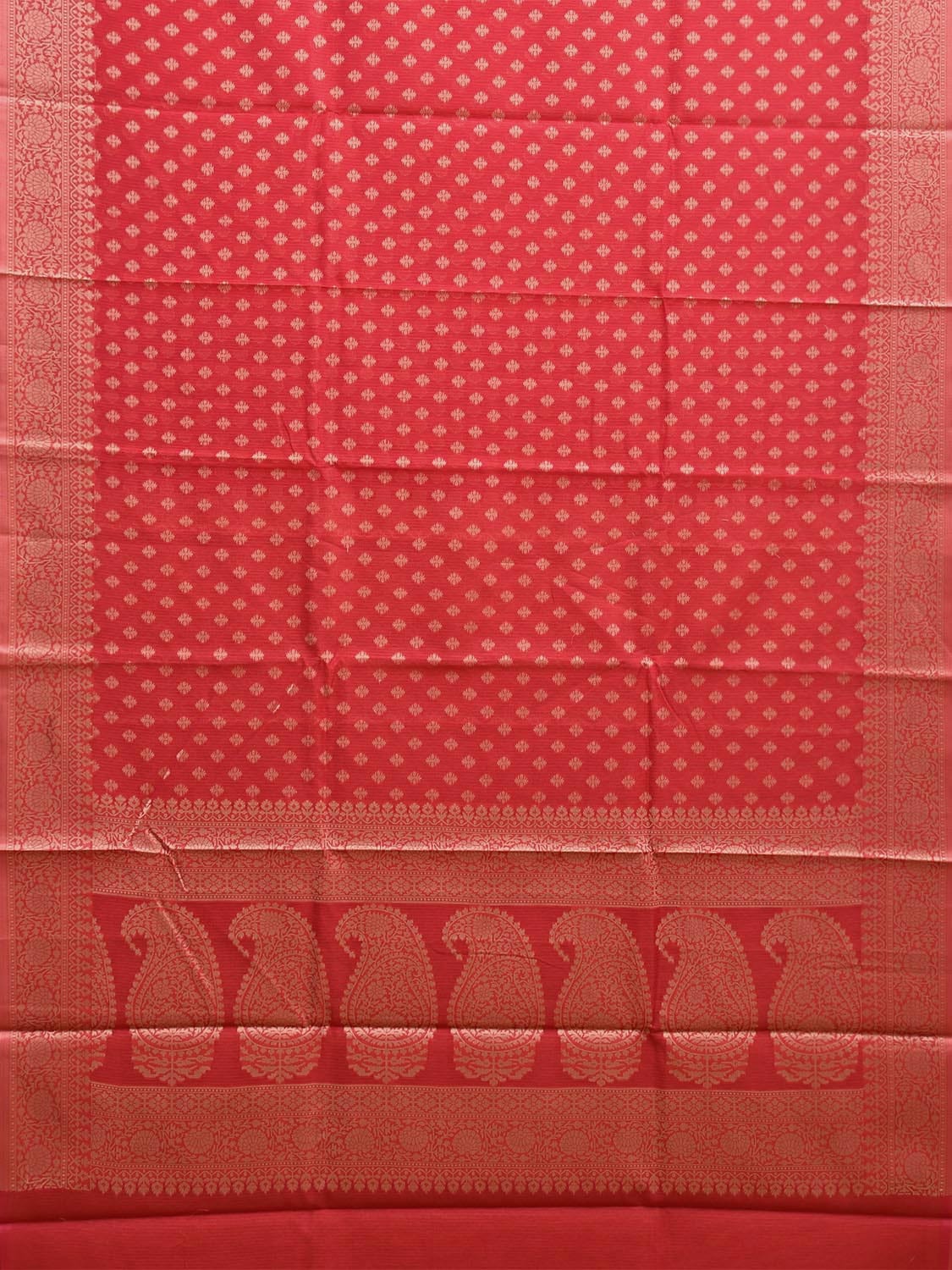 Red Dhakai Jamdani Cotton Viscose Saree with Buta and Mango Pallu Design dj0066