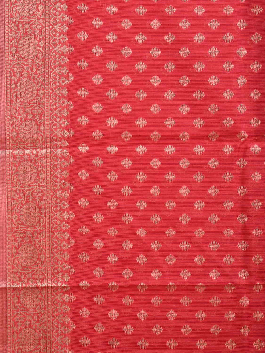 Red Dhakai Jamdani Cotton Viscose Saree with Buta and Mango Pallu Design dj0066