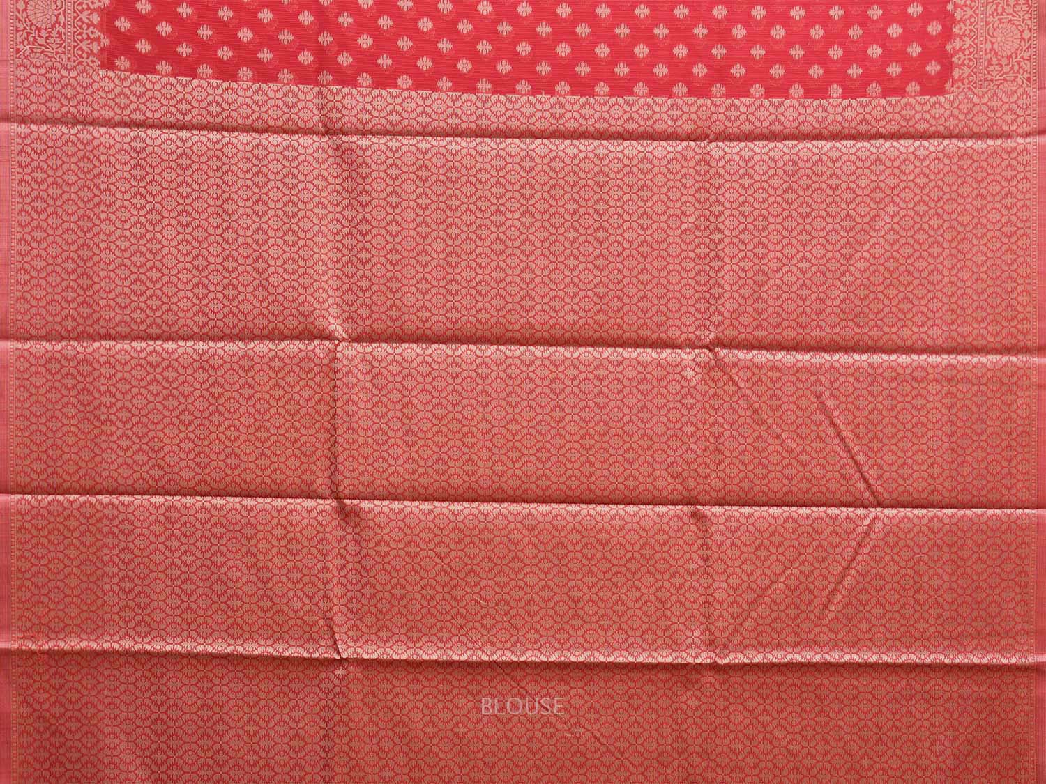 Red Dhakai Jamdani Cotton Viscose Saree with Buta and Mango Pallu Design dj0066