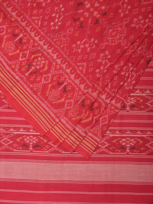 Red Ikat Cotton Handloom Saree with All Over Design i0776
