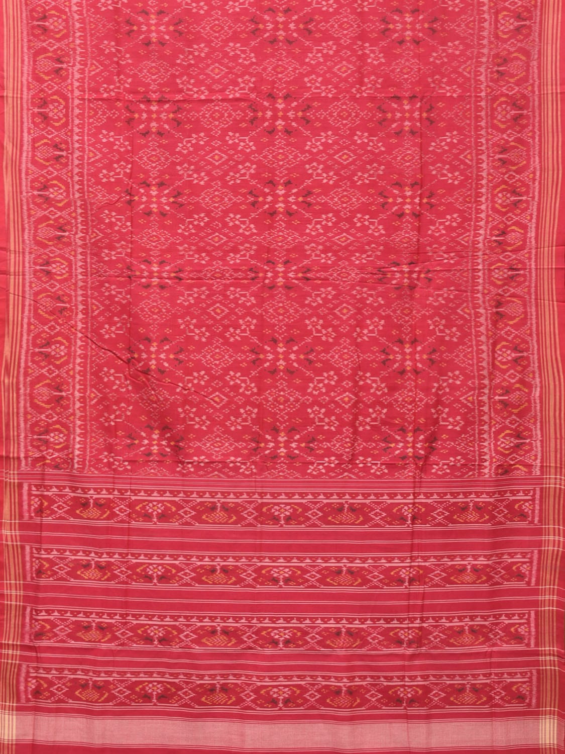 Red Ikat Cotton Handloom Saree with All Over Design i0776