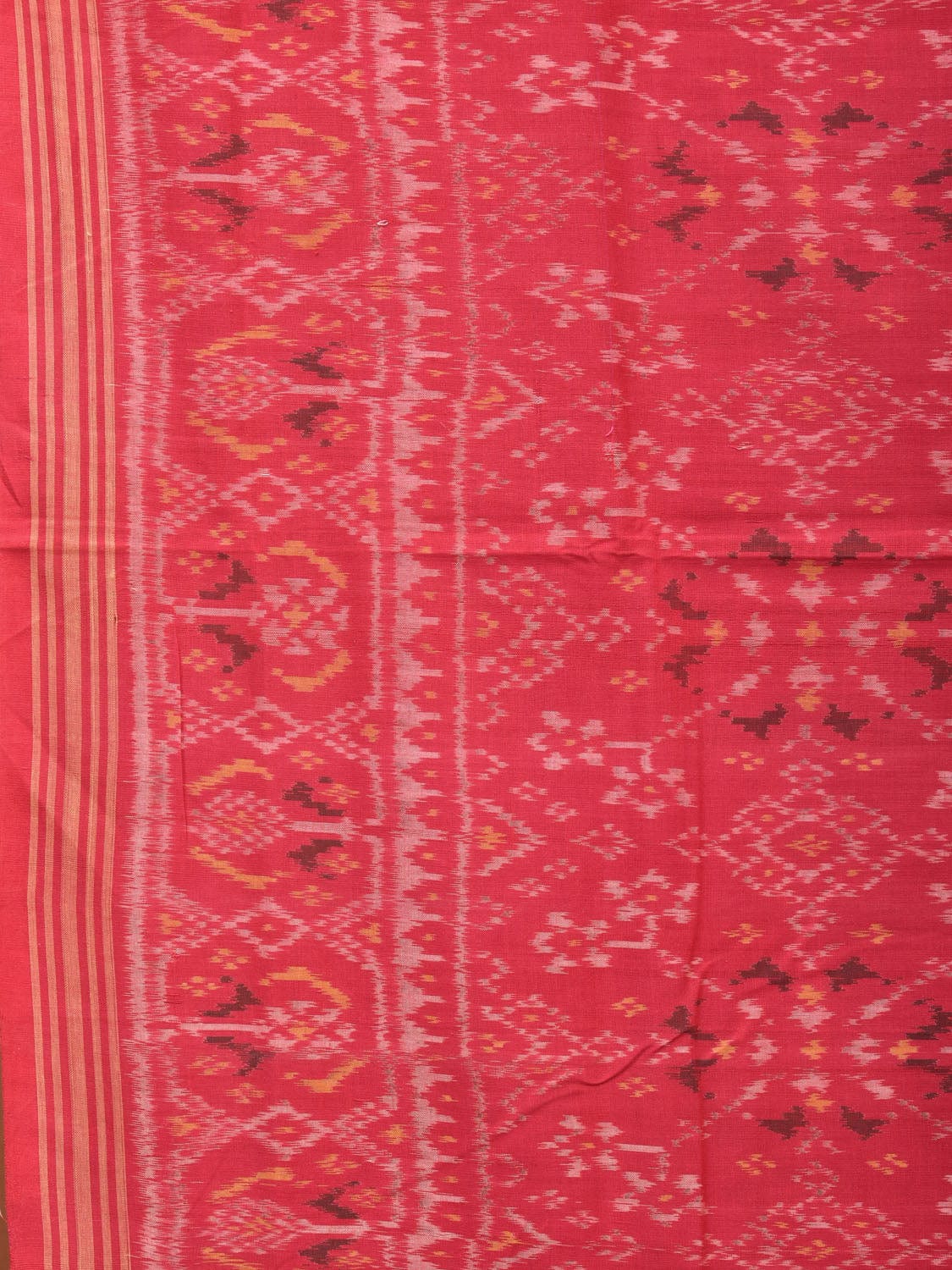 Red Ikat Cotton Handloom Saree with All Over Design i0776