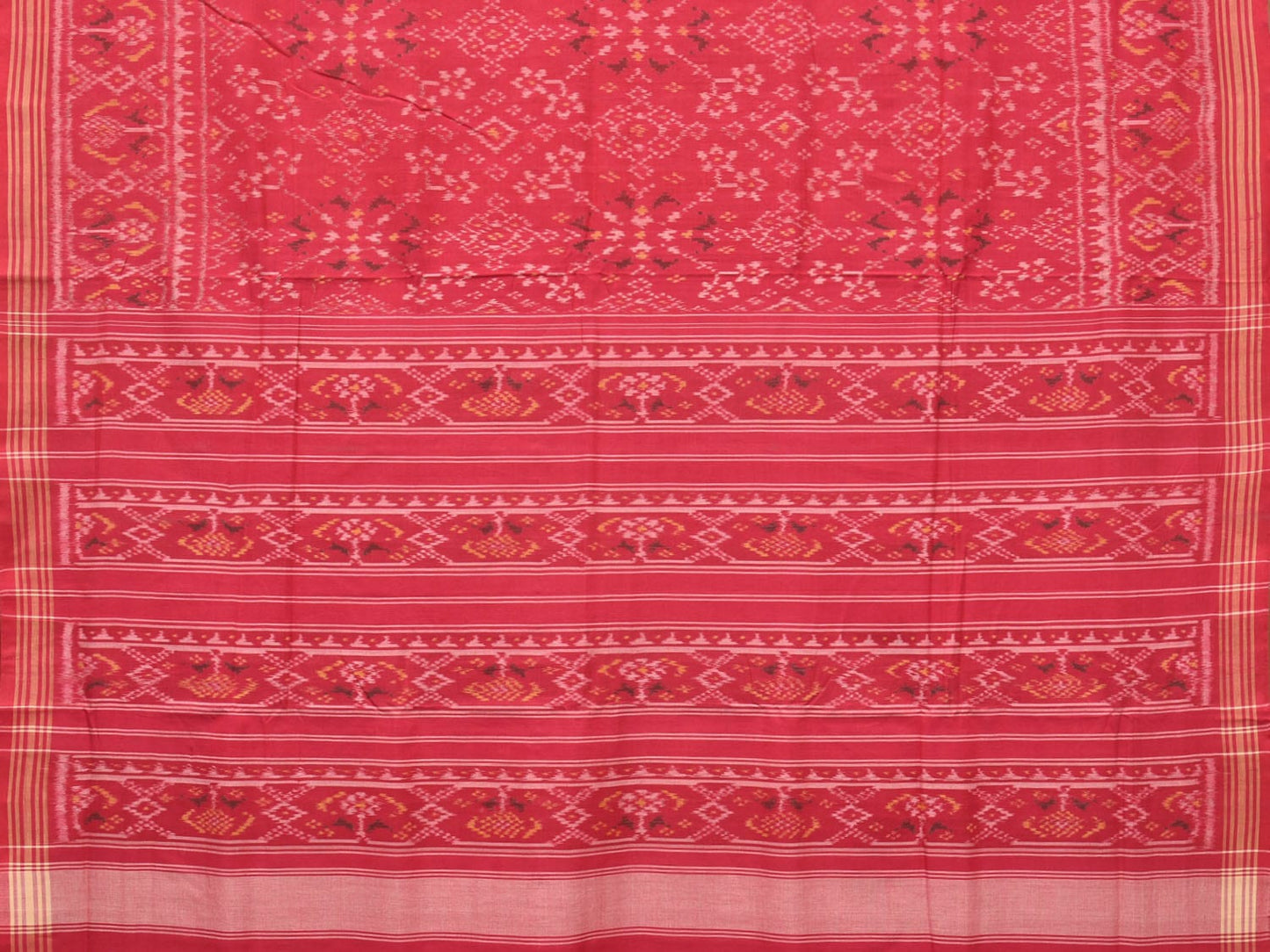 Red Ikat Cotton Handloom Saree with All Over Design i0776