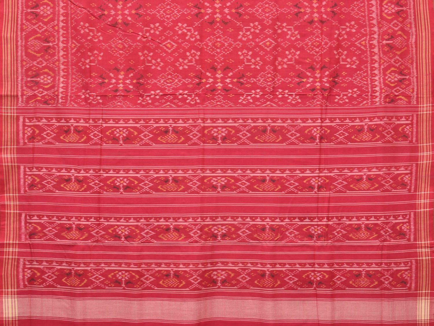 Red Ikat Cotton Handloom Saree with All Over Design i0776