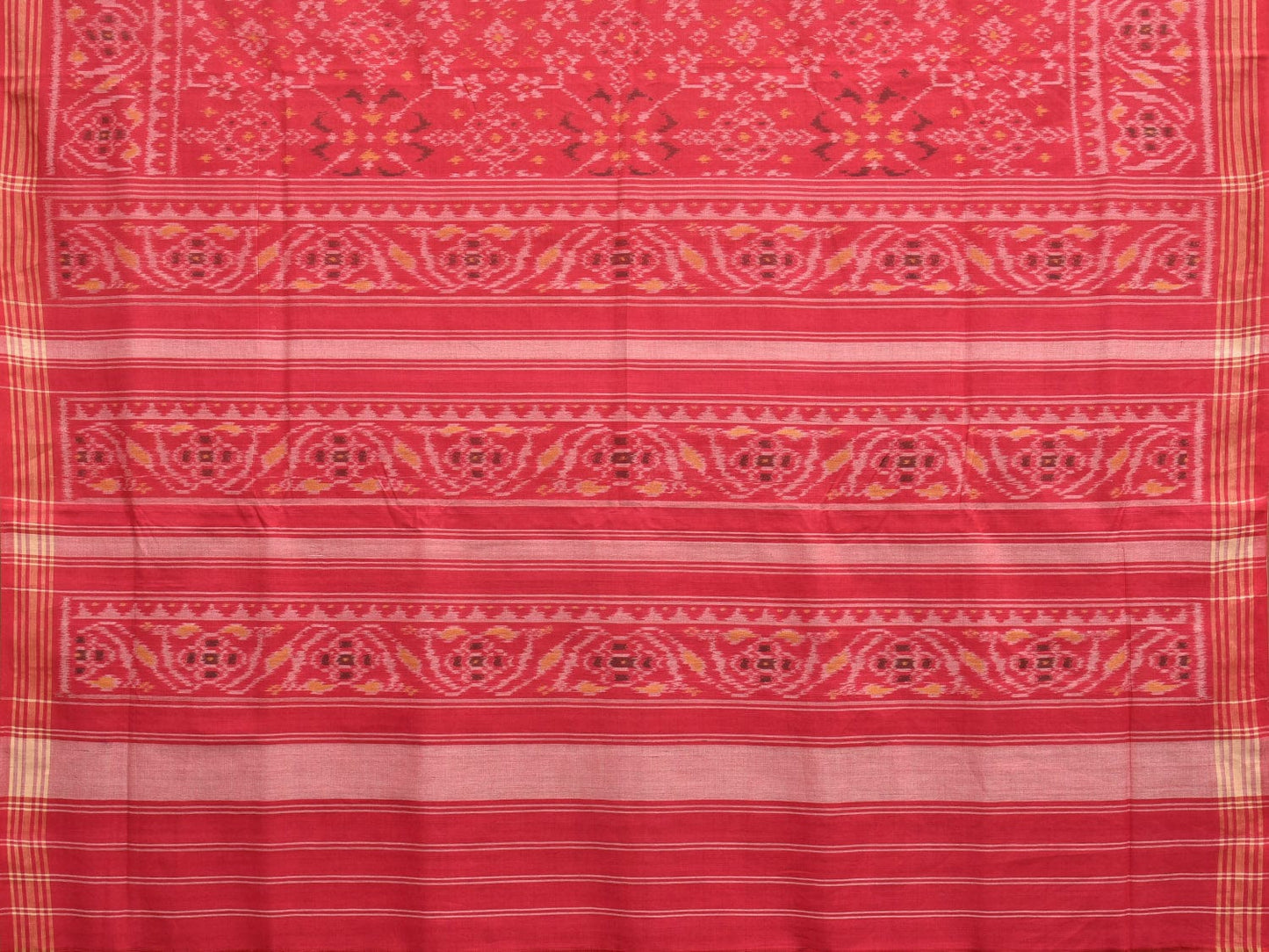 Red Ikat Cotton Handloom Saree with All Over Grill Design i0851