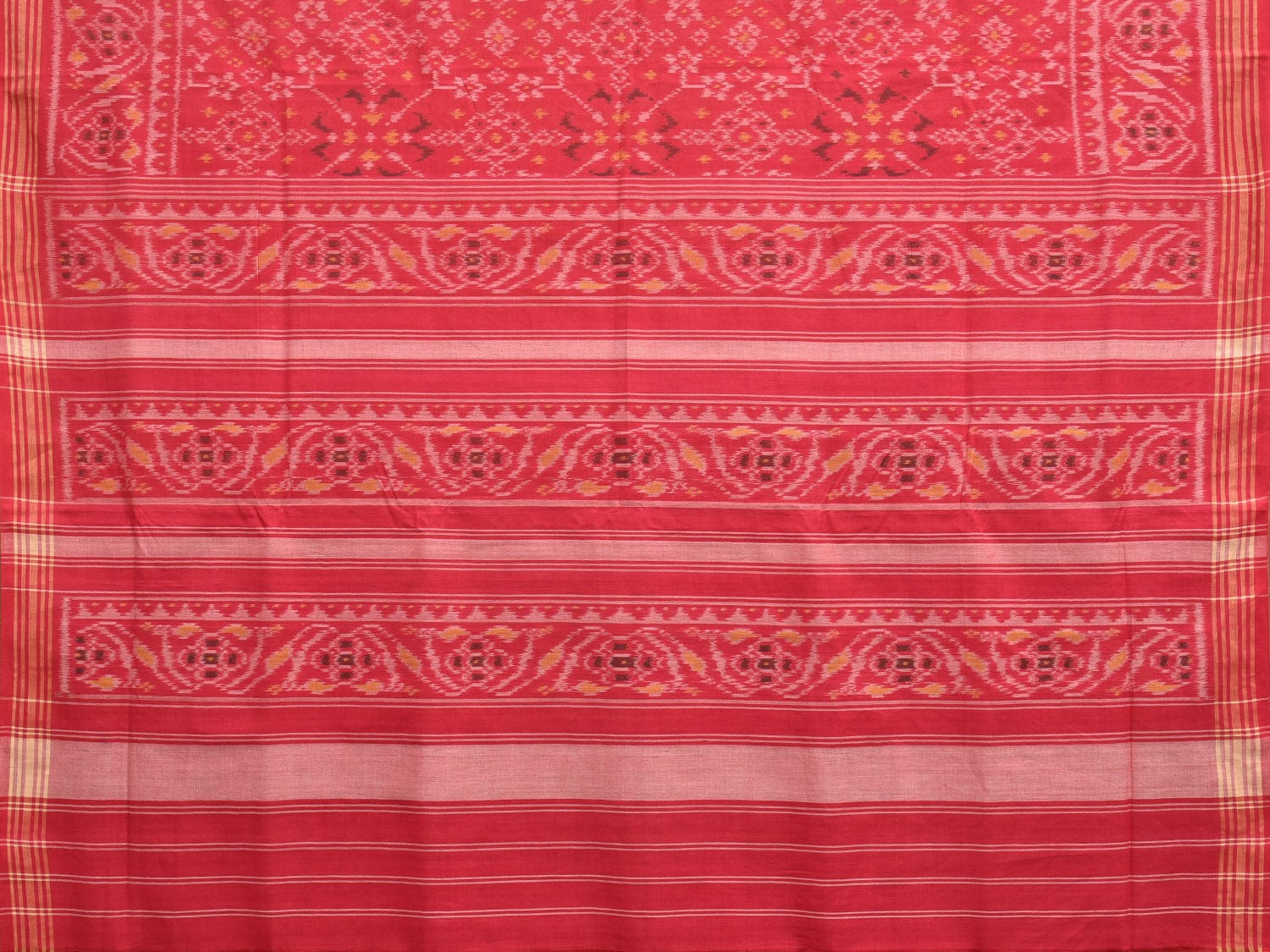 Red Ikat Cotton Handloom Saree with All Over Grill Design i0851