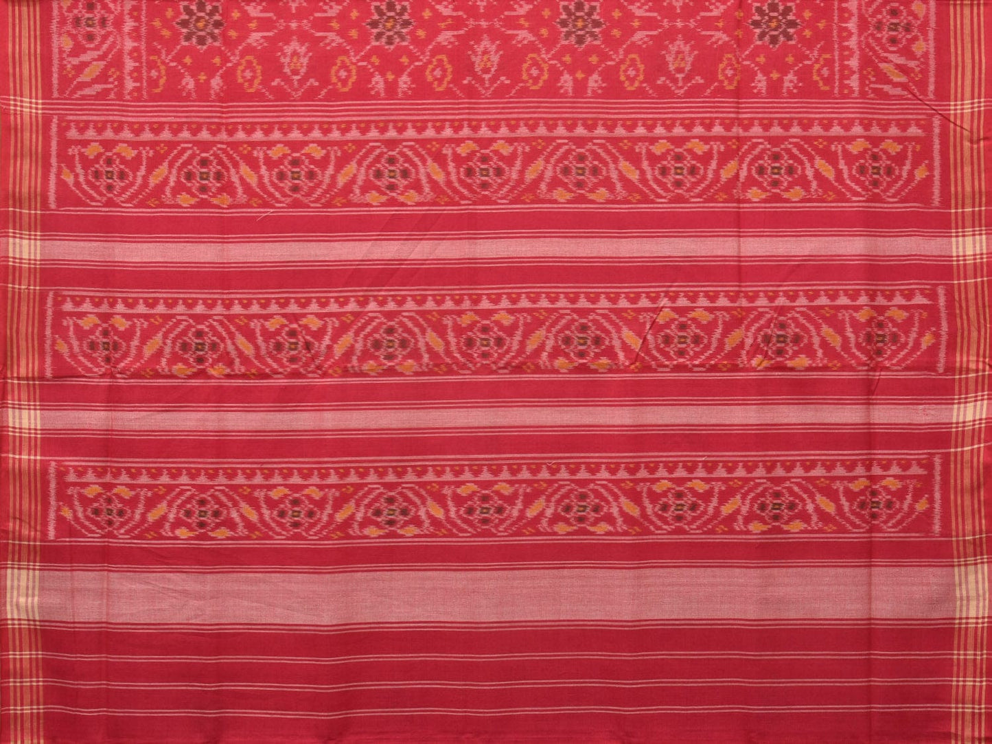 Red Ikat Cotton Handloom Saree with Circle Design i0816