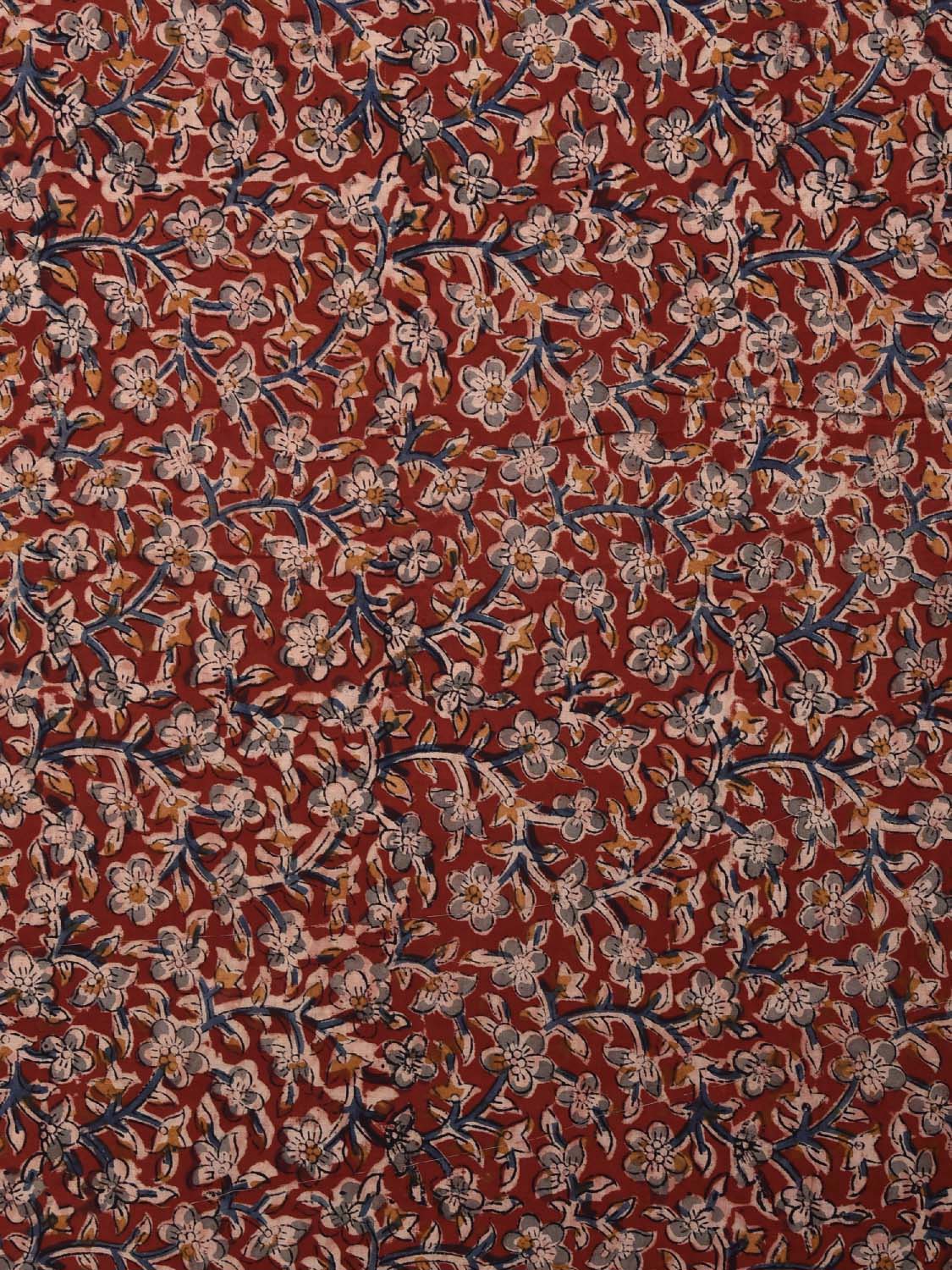 Red Kalamkari Block Print Cotton Blouse with Floral Design Length 1mt Width 44 Inches BL0131