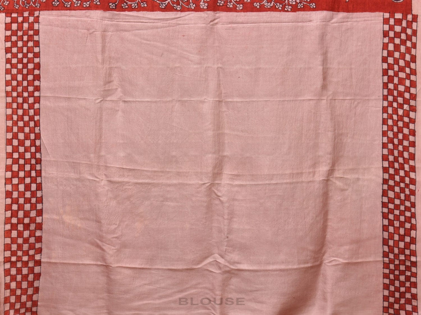 Red Kalamkari Hand Painted Silk Handloom Saree with Deer Border and Birds Pallu Design KL0743