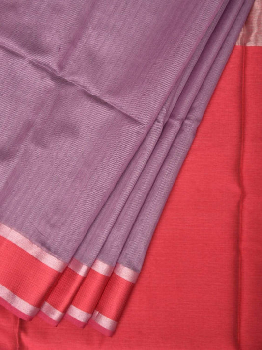 Red Maheshwari Cotton Silk Handloom Saree with Contrast Pallu Design m0138