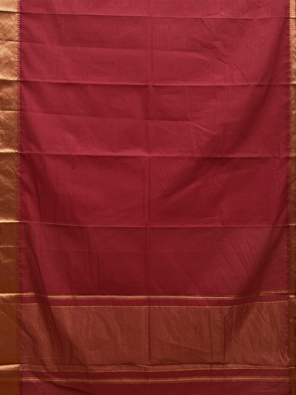 Red Mangalgiri Cotton Handloom Saree with Strips and Zari Border Design No Blouse mn0082