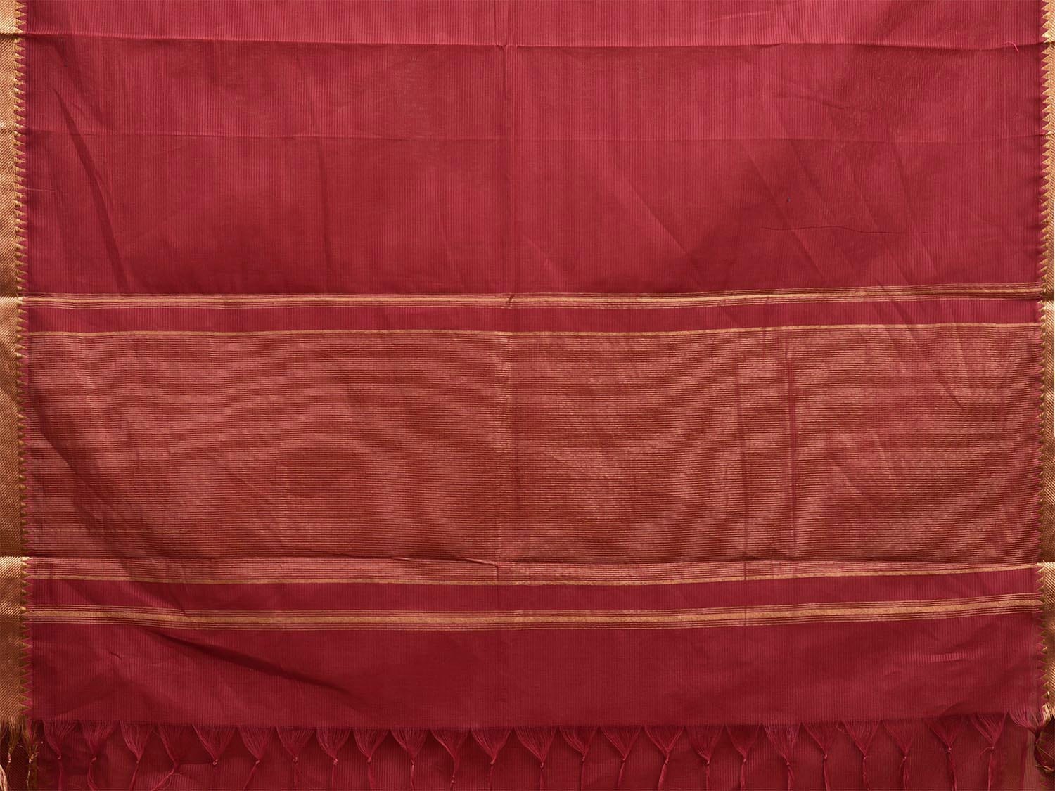 Red Mangalgiri Cotton Handloom Saree with Strips and Zari Border Design No Blouse mn0082