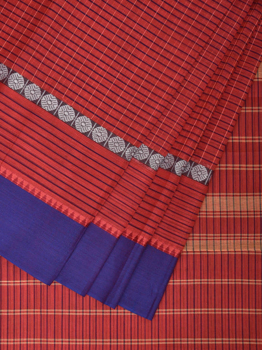 Red Narayanpet Cotton Handloom Saree with Big Border Design No Blouse np0849