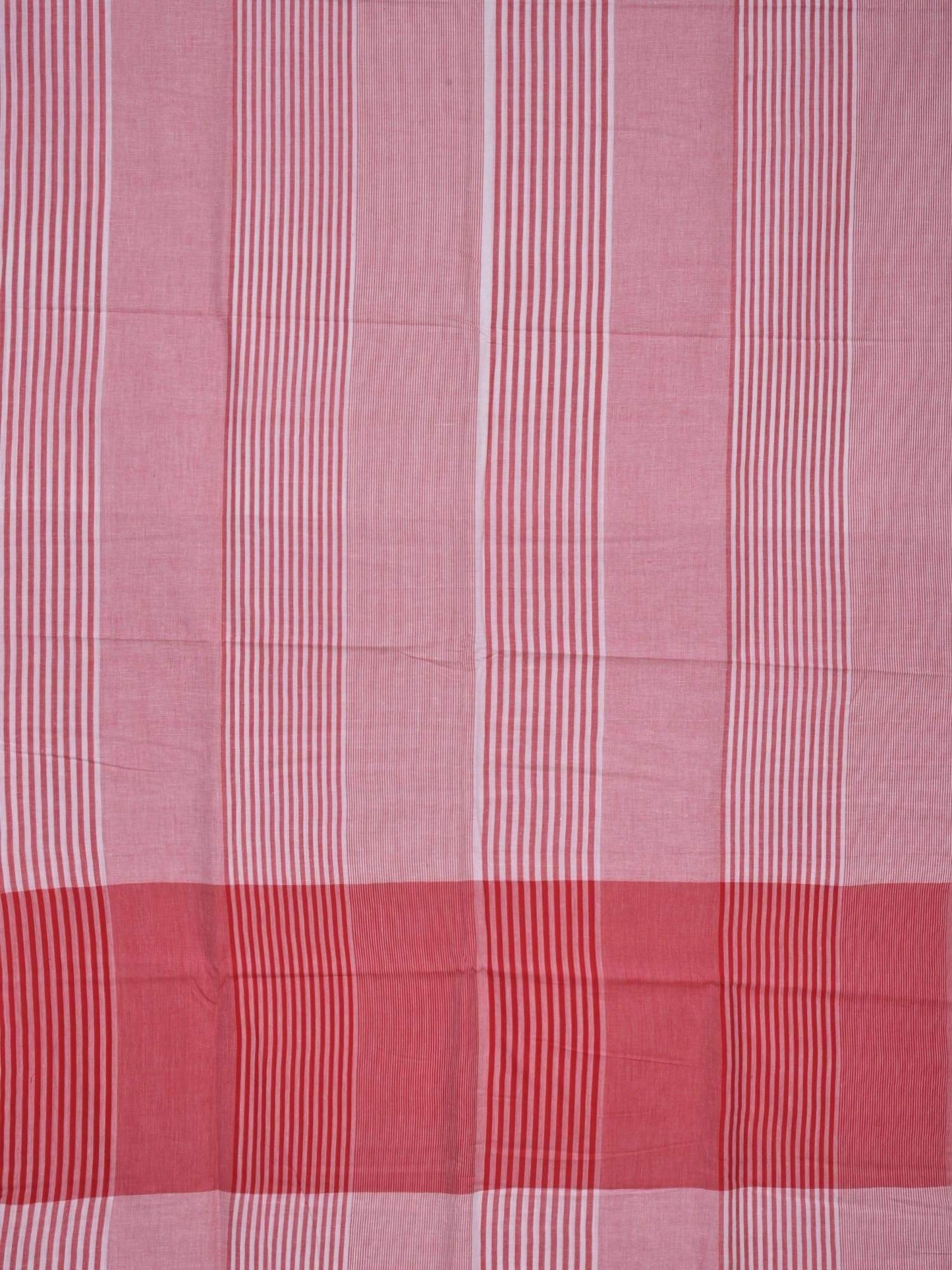 Red Organic Cotton Handloom Saree with Stripes Design o0128