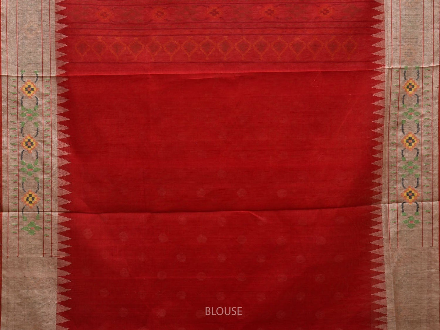 Red Paithani Cotton Handloom Saree with Aakruti Border Design p0433