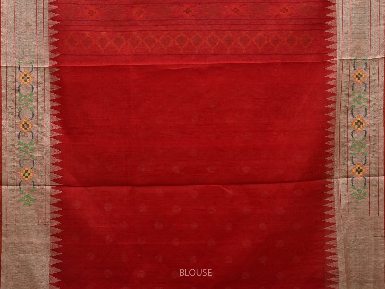 Red Paithani Cotton Handloom Saree with Aakruti Border Design p0433