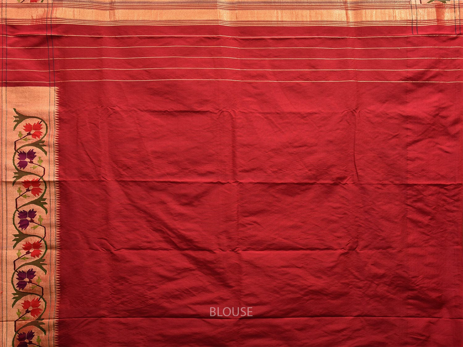 Red Paithani Silk Handloom Saree with Aashavali Border Design p0496