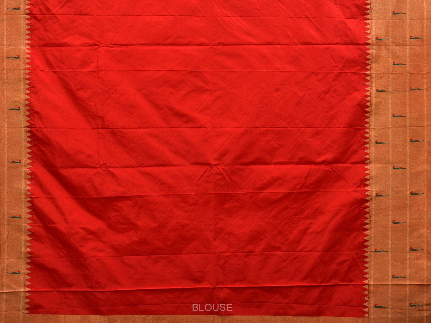 Red Paithani Silk Handloom Saree with Triple Muniya Border Design p0444