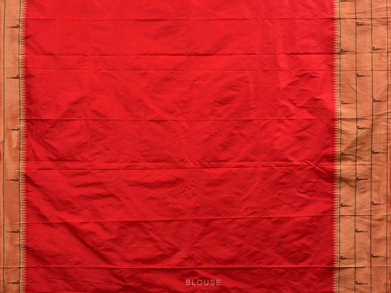 Red Paithani Silk Handloom Saree with Triple Muniya Border Saree p0367