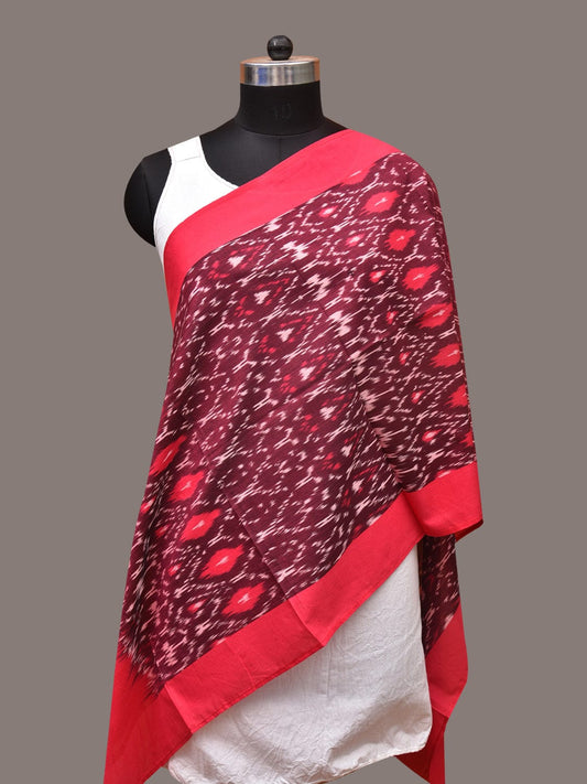 Red Pochamaplly Ikat Cotton Handloom Stole with Grill Design ds3369