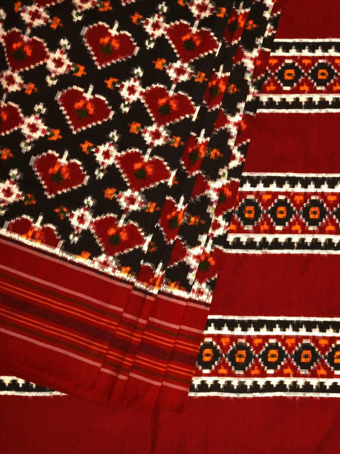 Red Pochampally Double Ikat Silk Handloom Saree with Hearts Design i0585
