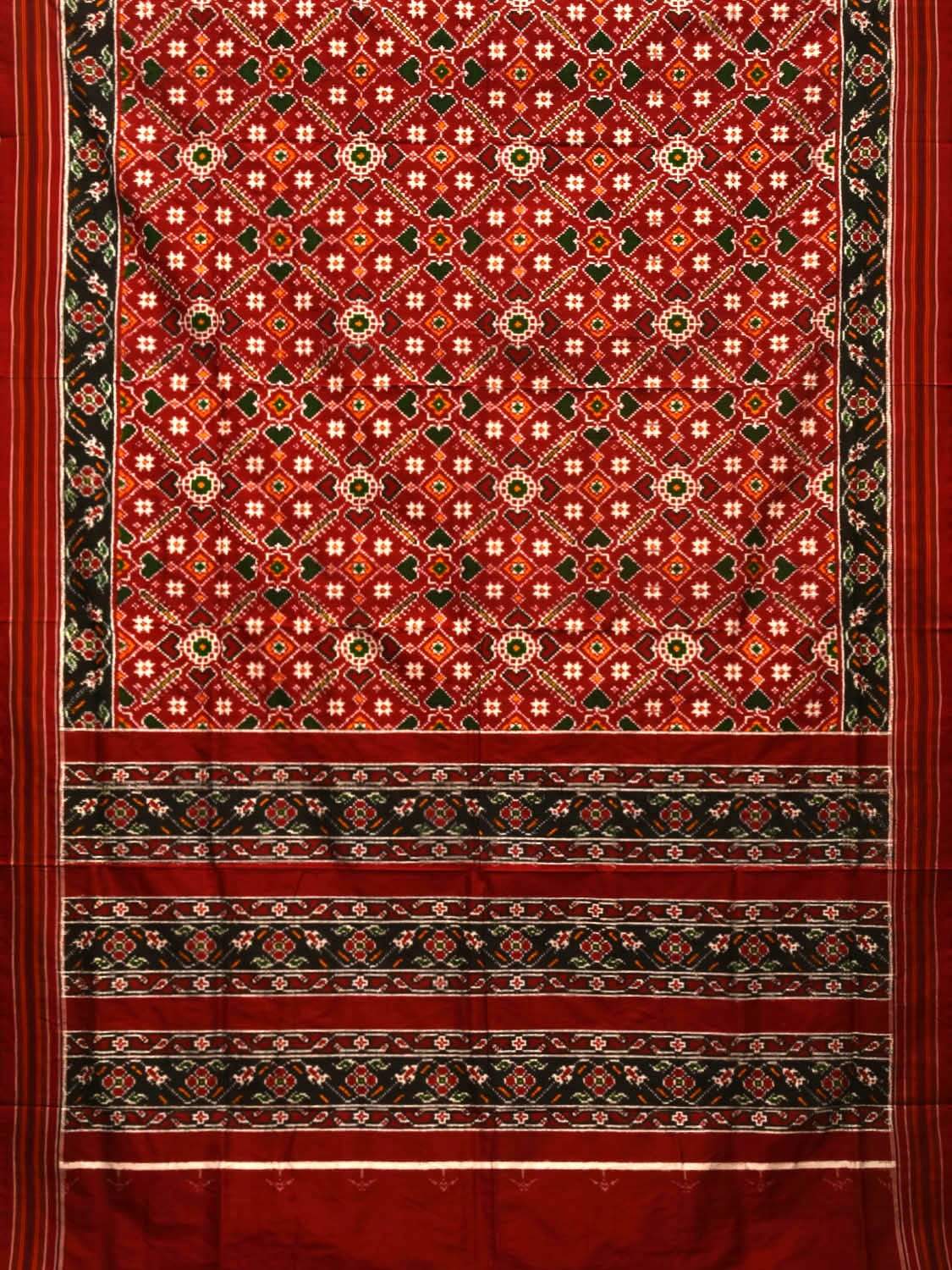 Red Pochampally Double Ikat Silk Handloom Saree with Panpatola Design i0588