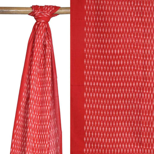Red Pochampally Ikat Cotton Handloom Stole with Arrowhead Design ds1768