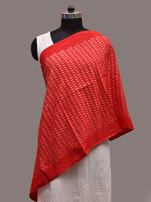 Red Pochampally Ikat Cotton Handloom Stole with Small Buta Design ds3643