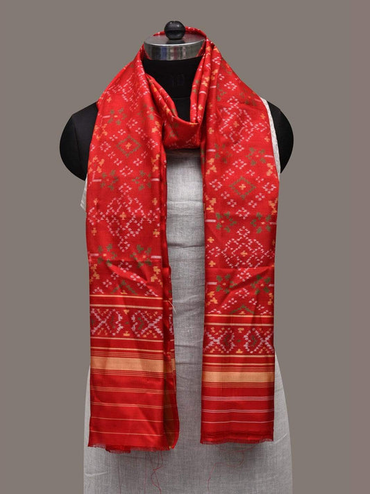 Red Pochampally Ikat Silk Handloom Dupatta with All Over Design ds2536