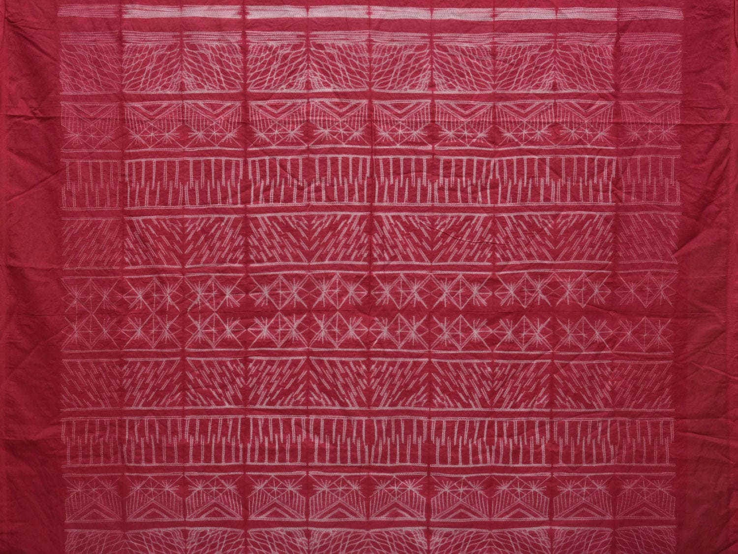 Red Shibori Cotton Silk Saree with All Over Design o0369