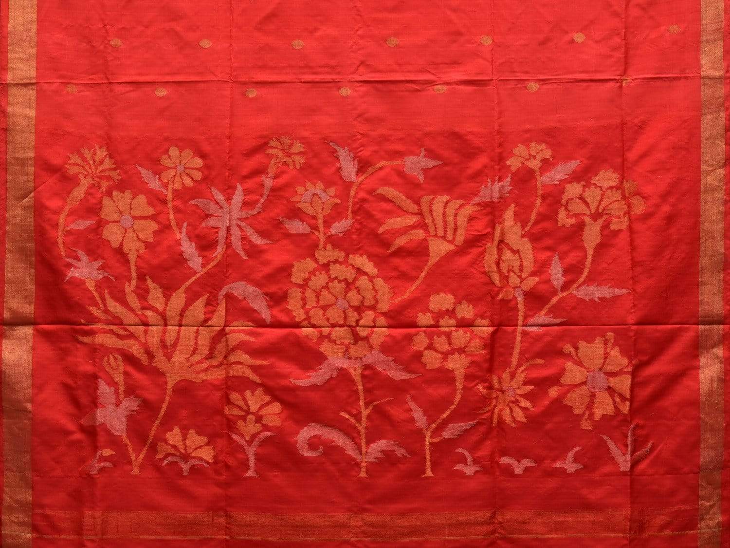 Red Uppada Silk Handloom Saree with Floral Pallu Design u1820
