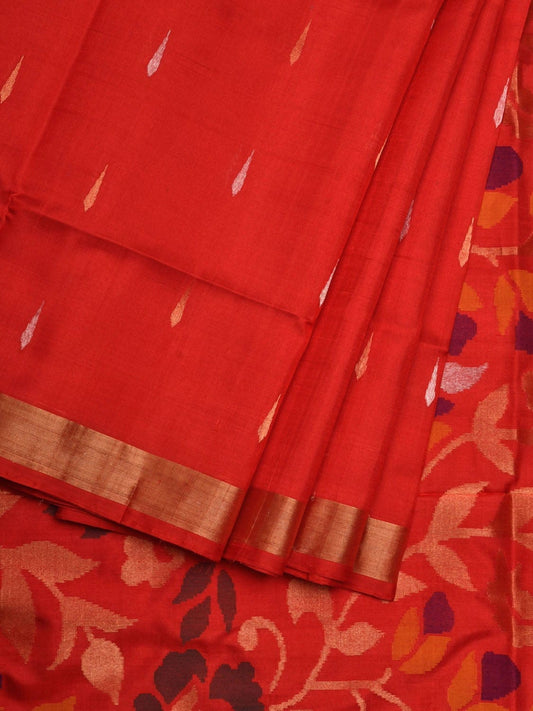 Red Uppada Silk Handloom Saree with Floral Pallu Design u1843