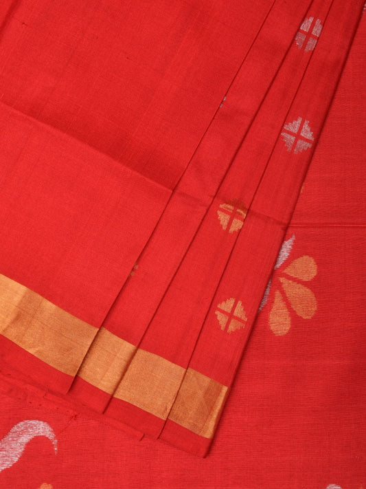 Red Uppada Silk Handloom Saree with Floral Pallu Design u2128
