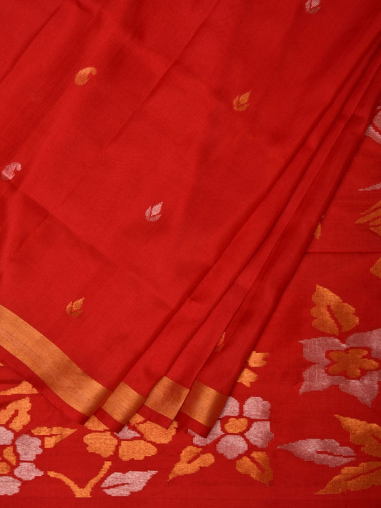 Red Uppada Silk Handloom Saree with Flowers and Birds Pallu Design u1977