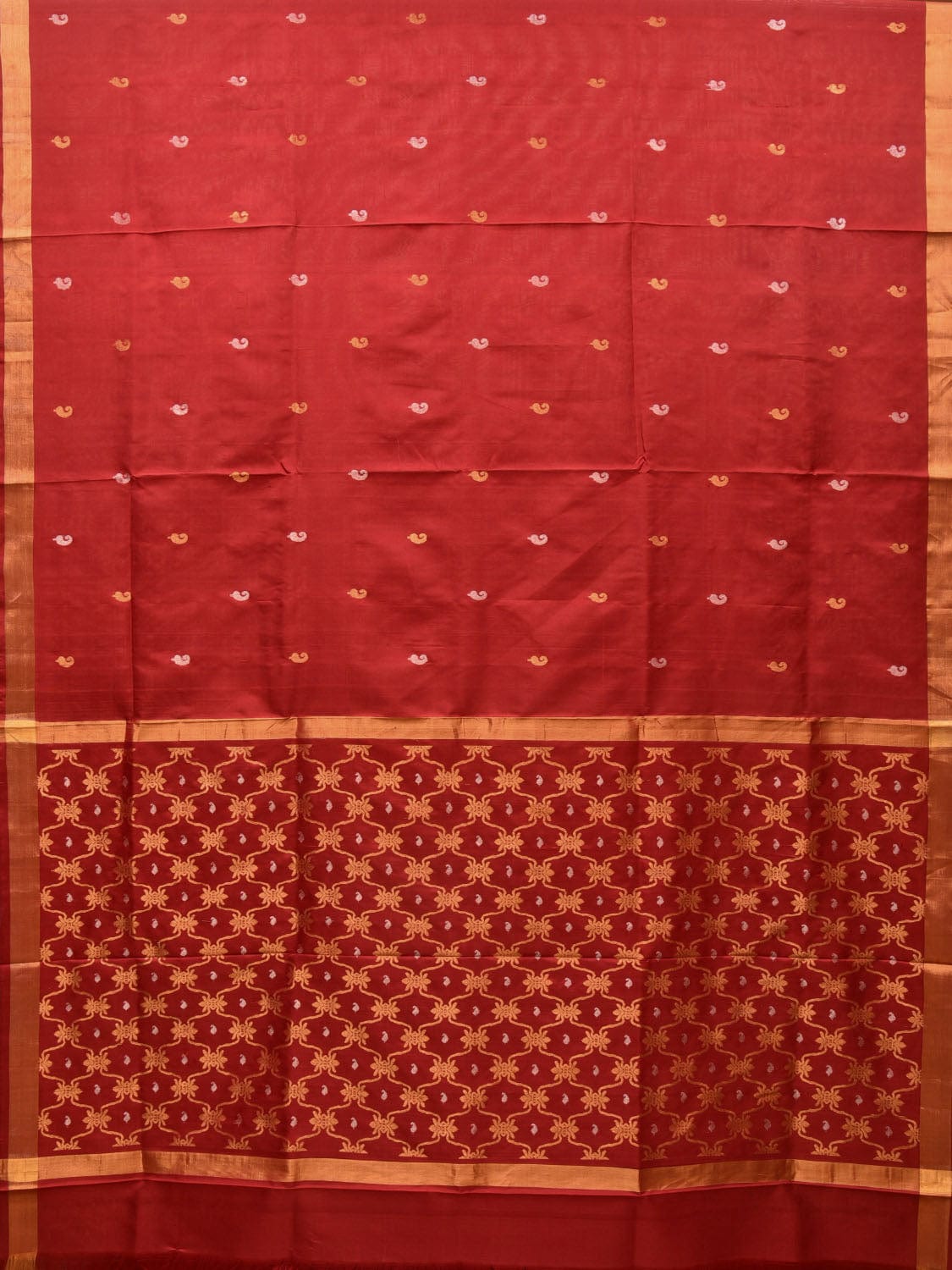 Red Uppada Silk Handloom Saree with Grill Pallu Design u2009