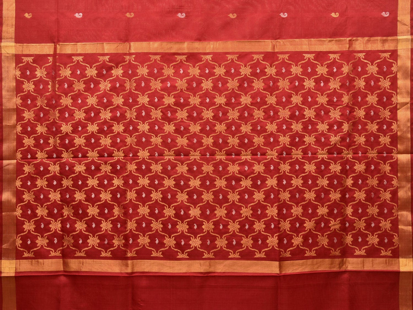 Red Uppada Silk Handloom Saree with Grill Pallu Design u2009