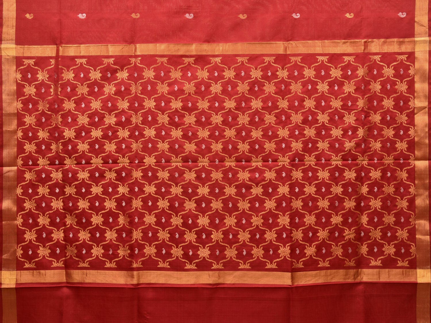 Red Uppada Silk Handloom Saree with Grill Pallu Design u2009
