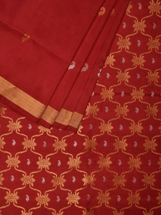 Red Uppada Silk Handloom Saree with Grill Pallu Design u2009