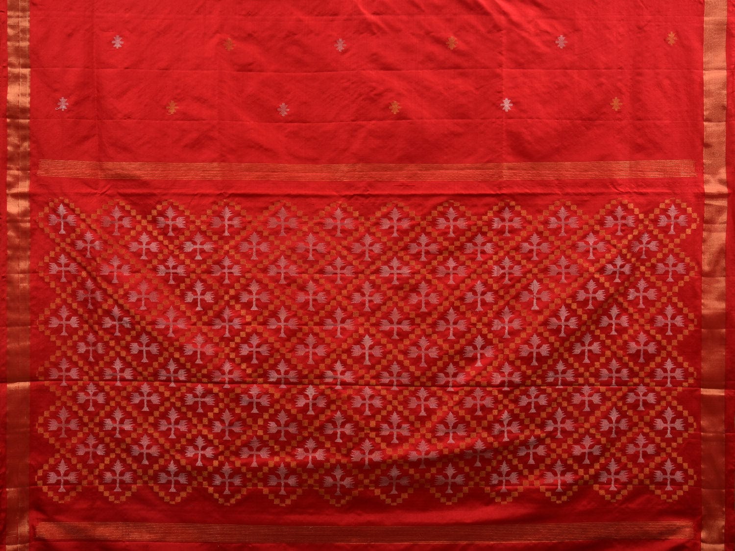 Red Uppada Silk Handloom Saree with Jamdani Pallu Design u1868