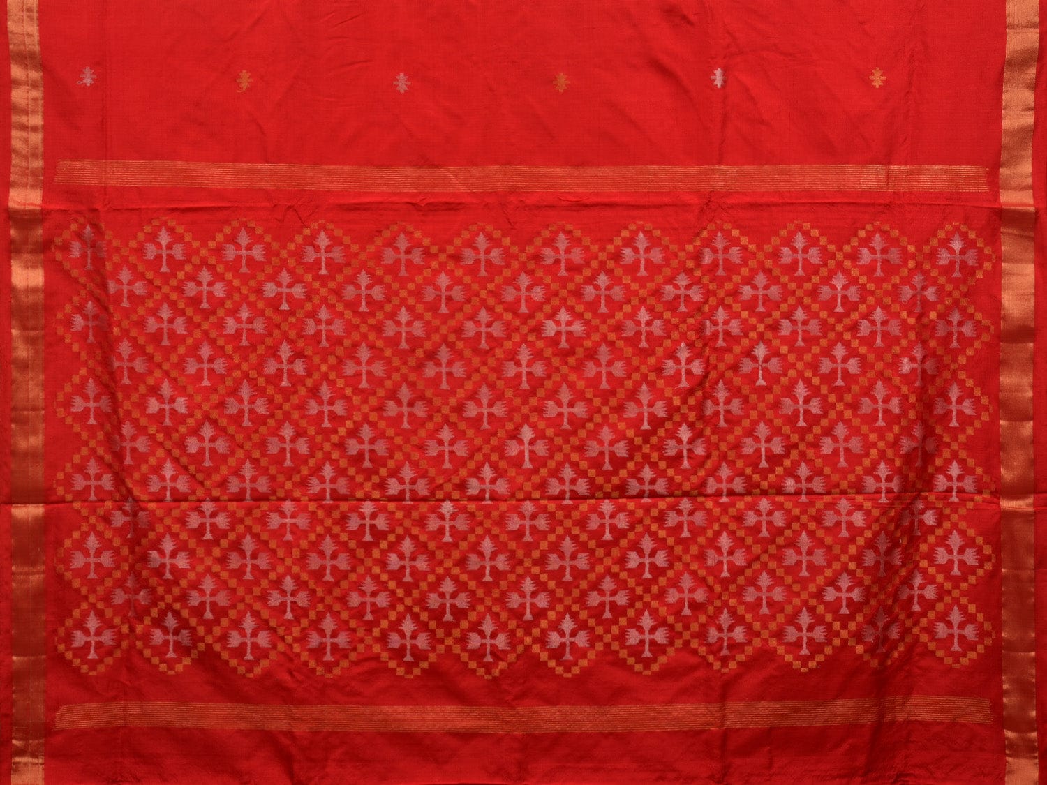 Red Uppada Silk Handloom Saree with Jamdani Pallu Design u1899