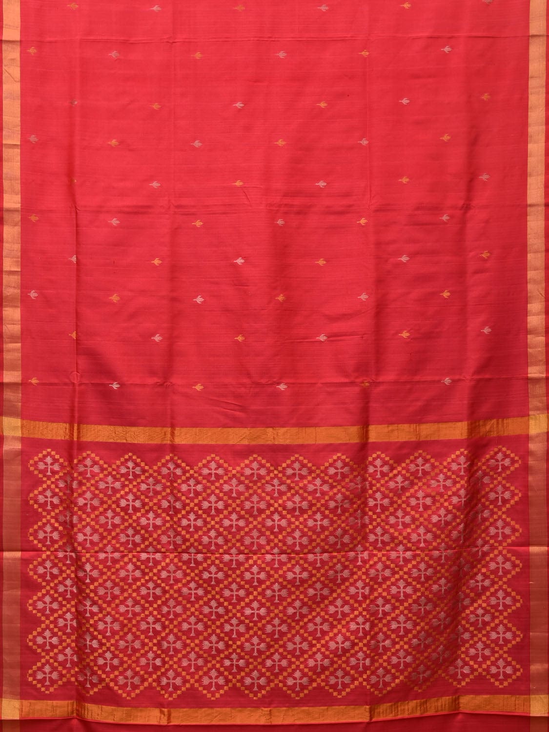 Red Uppada Silk Handloom Saree with Jamdani Pallu Design u2014