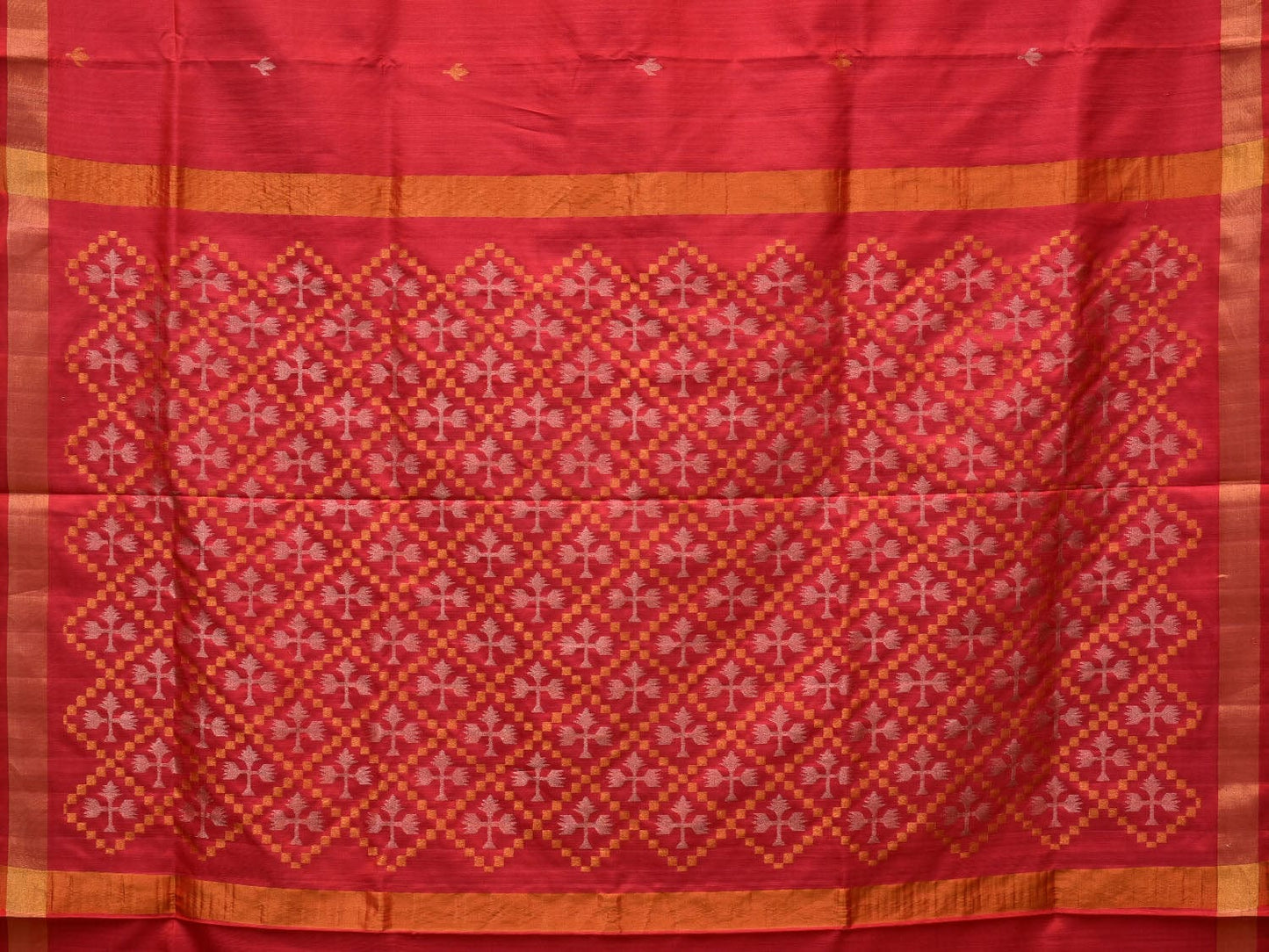 Red Uppada Silk Handloom Saree with Jamdani Pallu Design u2014
