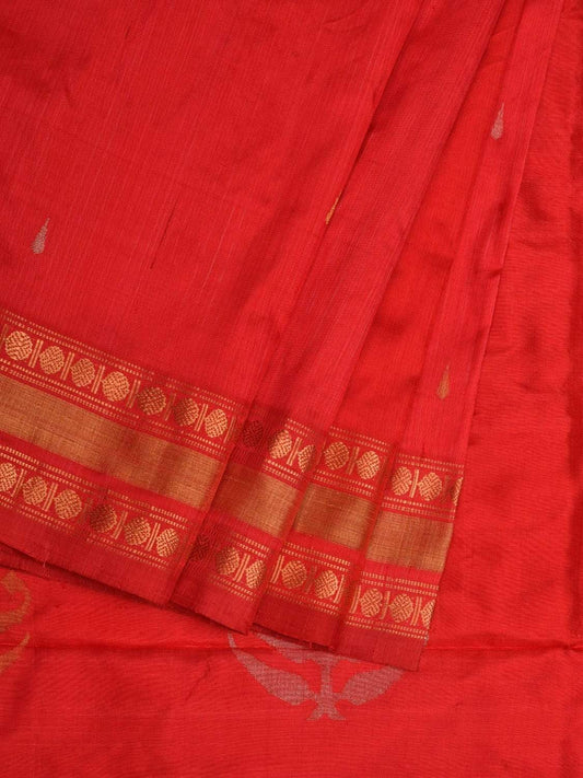 Red Uppada Silk Handloom Saree with Karpur Pallu Design u1825